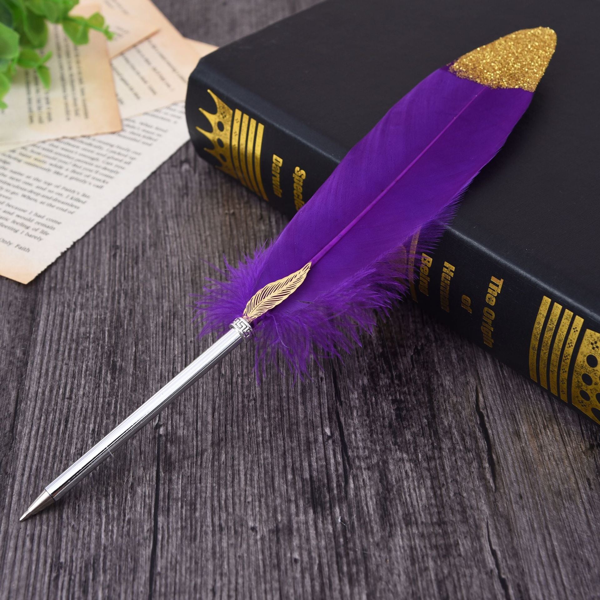 Wholesale Gold Powder Feather Gel Pen